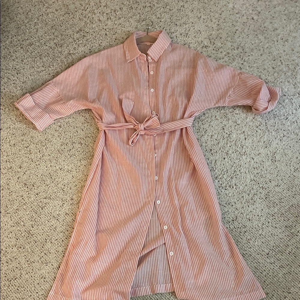 Striped Button-Up Shirt Dress.